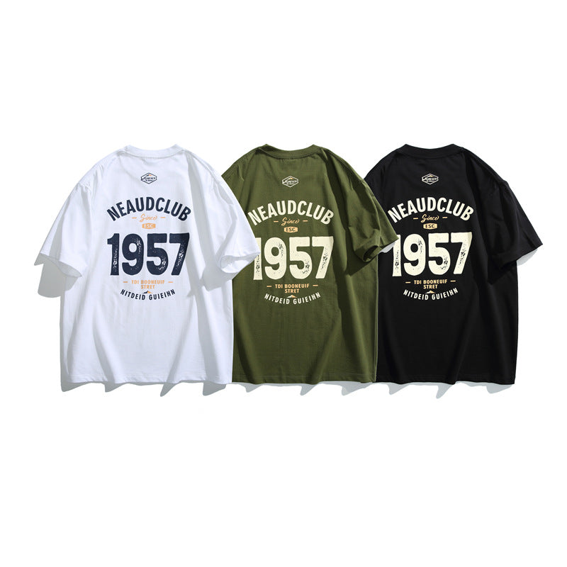 Loose Casual T-Shirt with Printed Short Sleeves