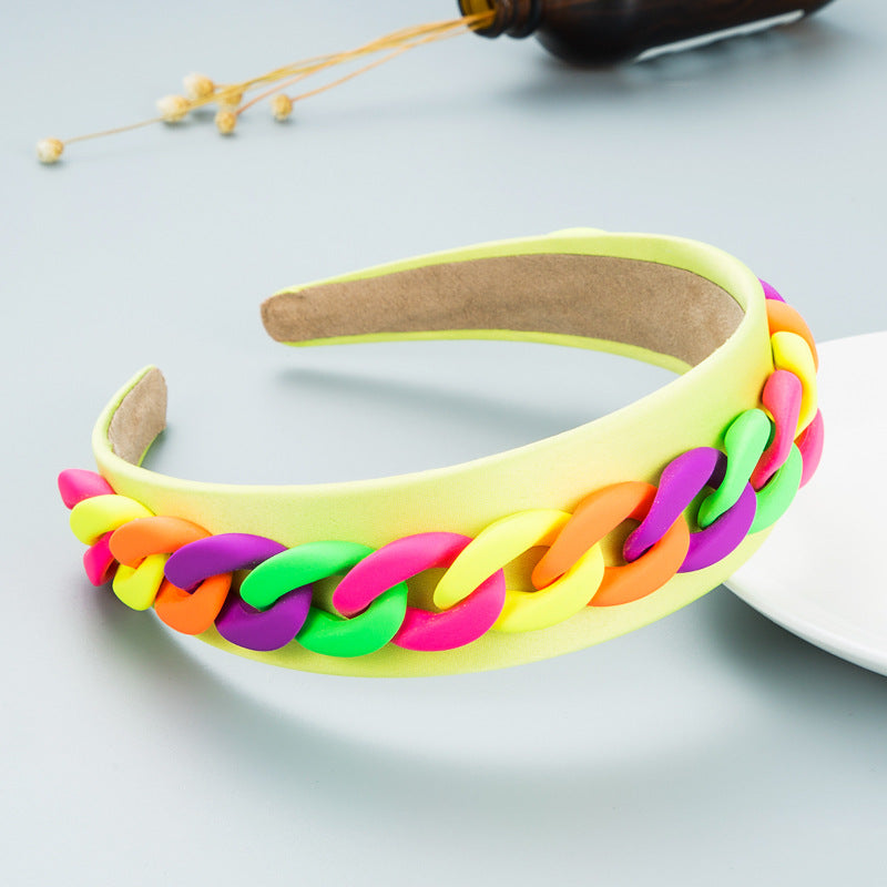 Pastoral Style Wide-Brimmed Color Chain Headband