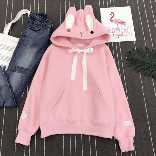 Cute Bunny Hoodie for Women - Harajuku Street Style Sweatshirt