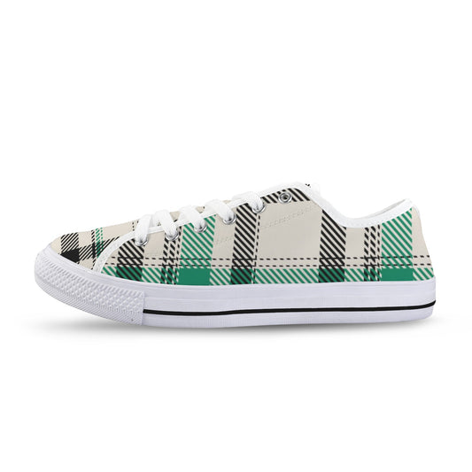 Green Plaid Low Top Women's Shoes