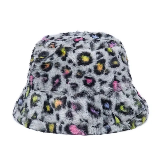 Harajuku Style Zebra Print Faux Fur Panama Bucket Hat