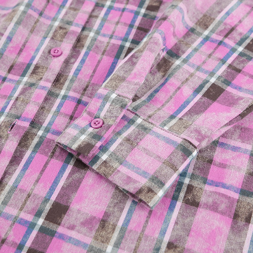 Versatile Pure Cotton Plaid Shirt - Loose Fit for Women