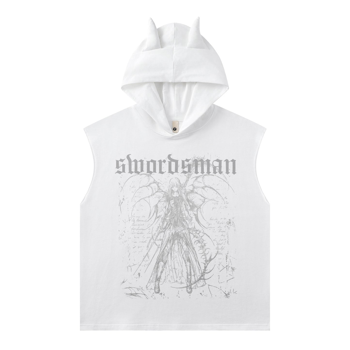 Harajuku-Inspired Water-Washed Sleeveless Hooded T-Shirt Vest