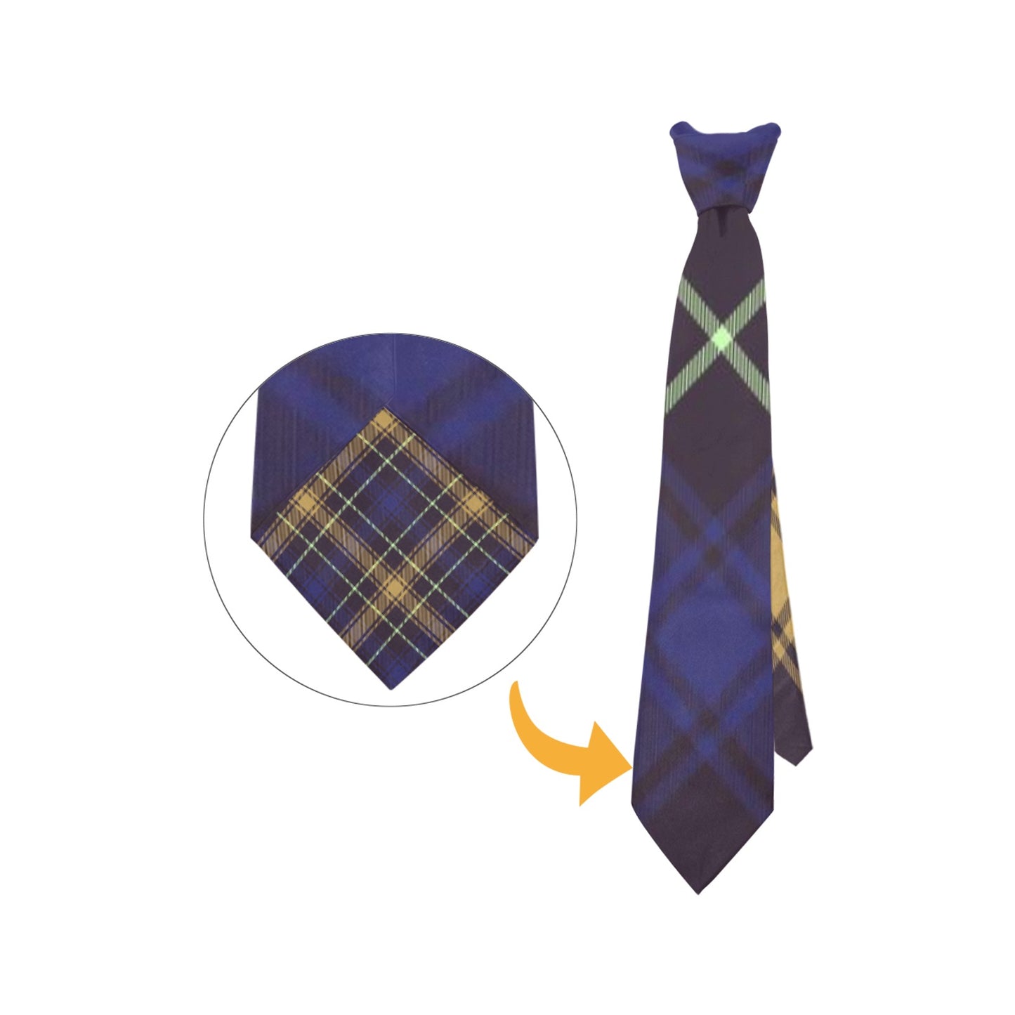 Navy Blue Plaid Tie Custom Peekaboo Necktie
