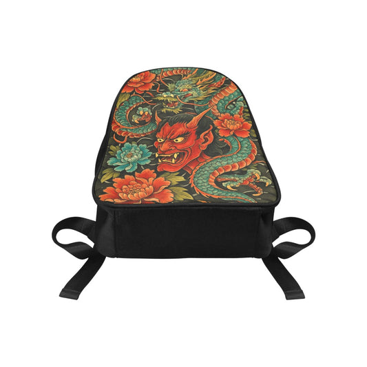 Japanese Tattoo Red Devil Dragon Canvas Backpack
