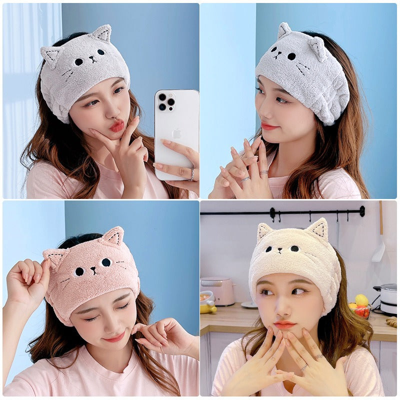 Cute Coral Velvet Bean Cat Ears Hair Ties Headband
