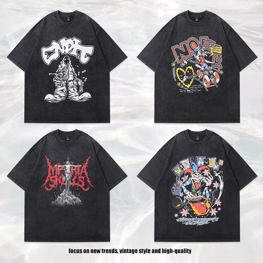 Heavyweight Men's Hip Hop Cartoon T-Shirt - Harajuku Style