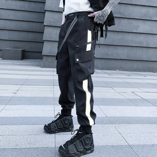 Harajuku Style Reflective Strip Overalls for Men
