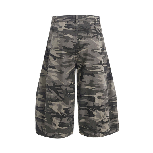 Men's Camouflage Curved Knife Denim Shorts - Harajuku Style