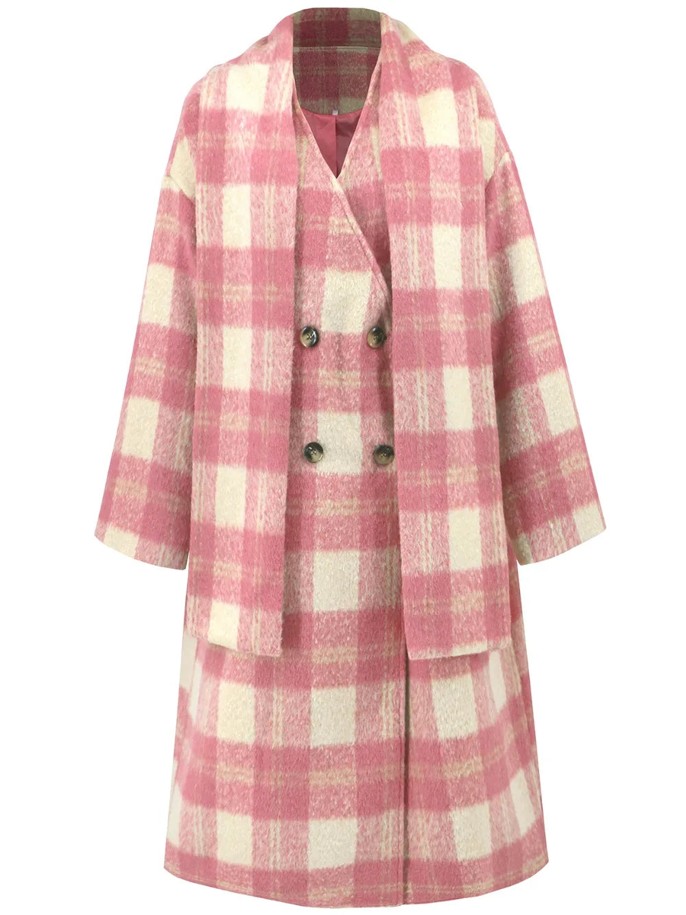 Plaid Button Up Long Sleeve Coat - Harajuku Street Style