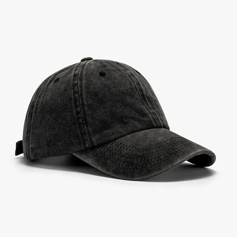 Washed Curved-Brim Baseball Cap - Harajuku Style