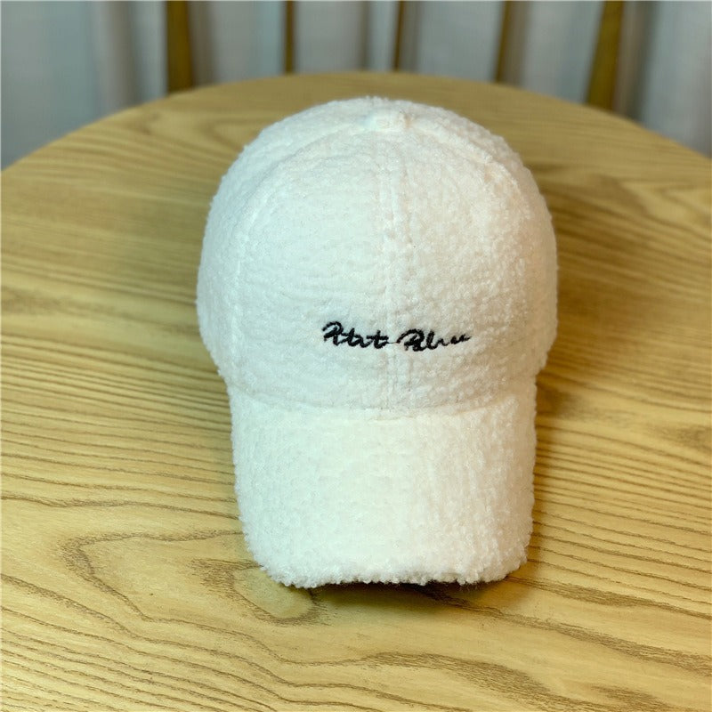Playful Lamb Hair Baseball Cap for Winter Fashion