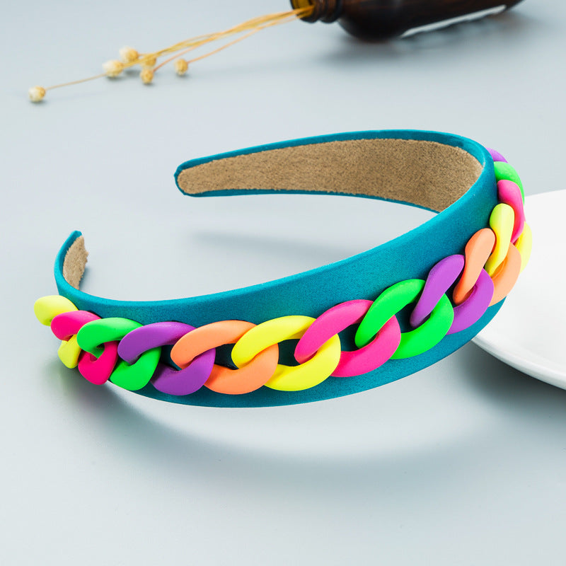 Pastoral Style Wide-Brimmed Color Chain Headband