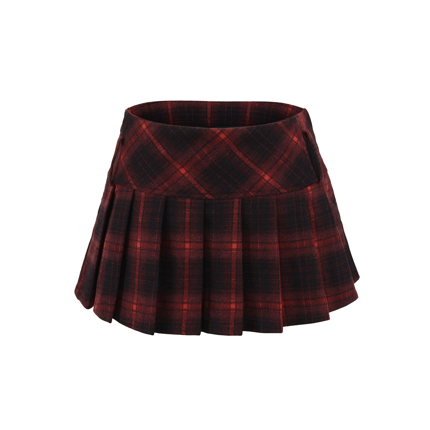 Checkered Pleated A-Line Skirt