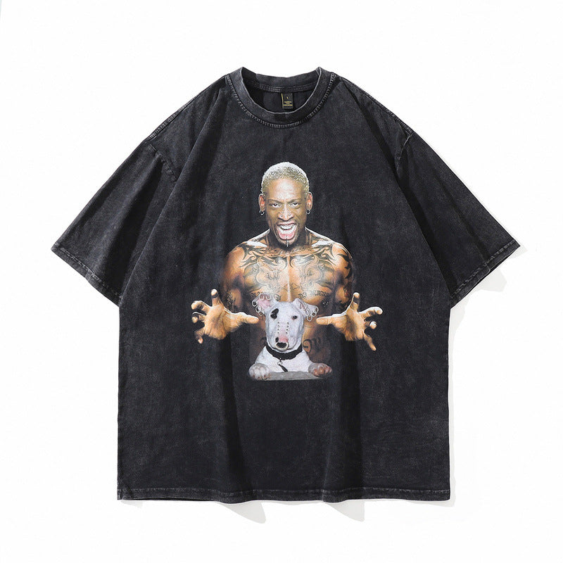 Harajuku Cartoon Print Vintage T-Shirt for Men