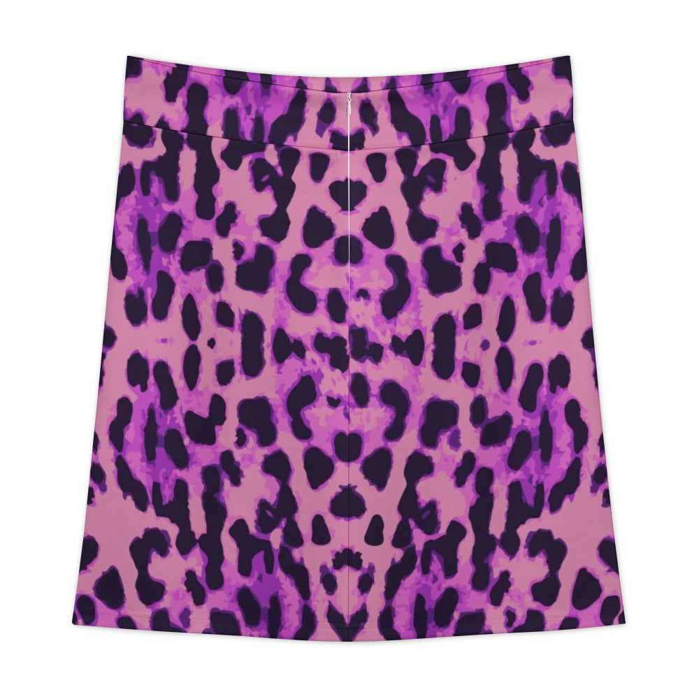 Purple Leopard Zipper Skirt Women's Short Dress
