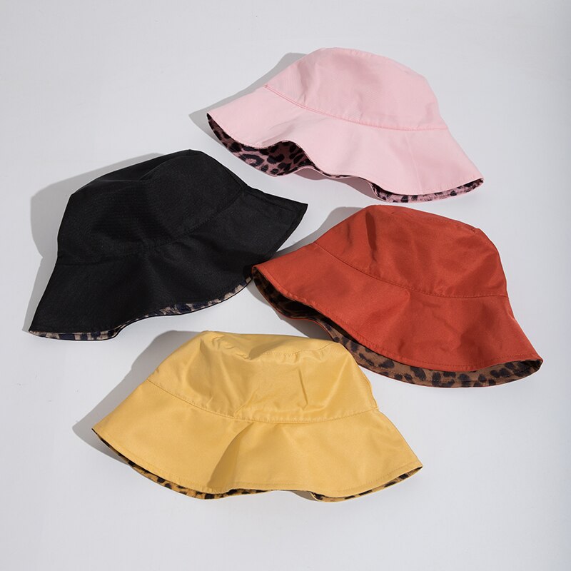 Reversible Two-Sided Leopard Black Bucket Hat