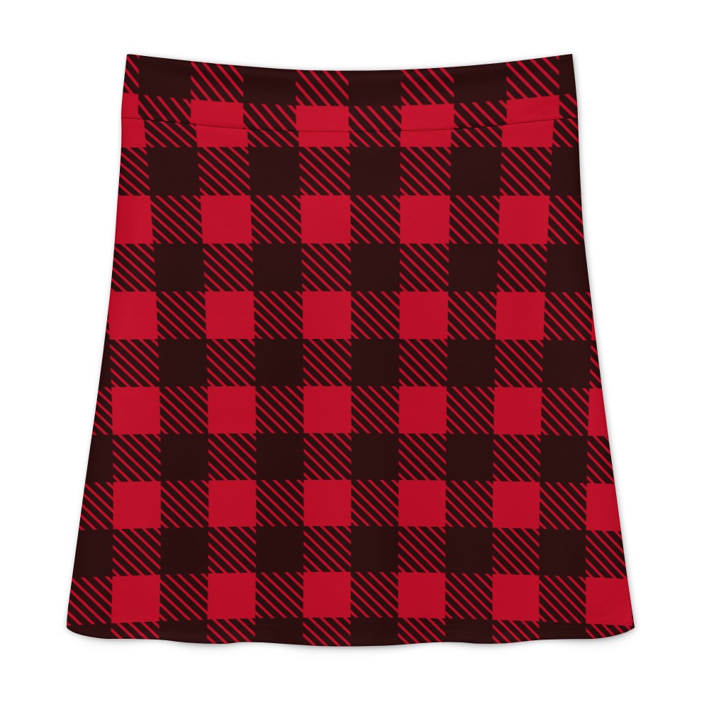 Red Black Checkerboard Lumberjack Zipper Skirt