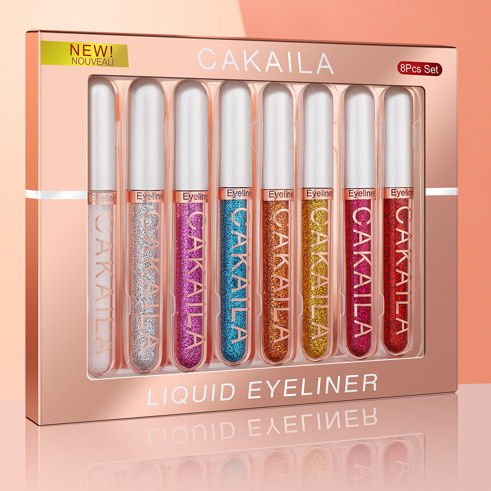 8 Color Matte Glitter Liquid Eyeliner Set – Long-Lasting & Smudge-Proof