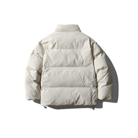 Structured Panel Stand Collar Thick Cotton Coat for Men - Warm Solid Color Jacket