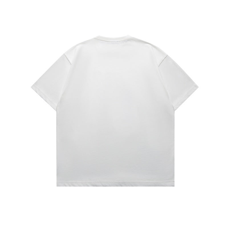 Playful Cat Print Loose Fit Short Sleeve T-Shirt