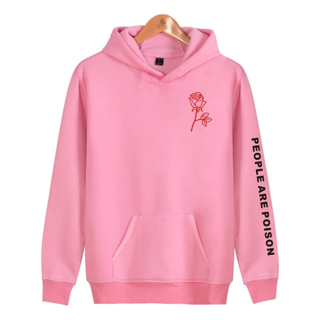 Playful Poison Rose Print Hoodie - Unisex Harajuku Style