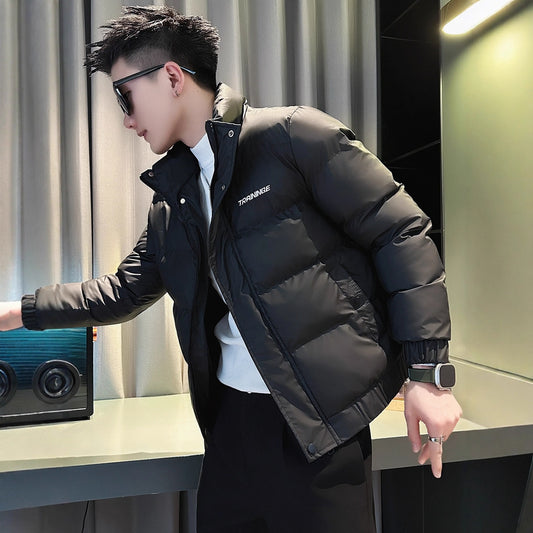 Casual Men's Short Down Coat - High-End Lightweight Cotton Outerwear