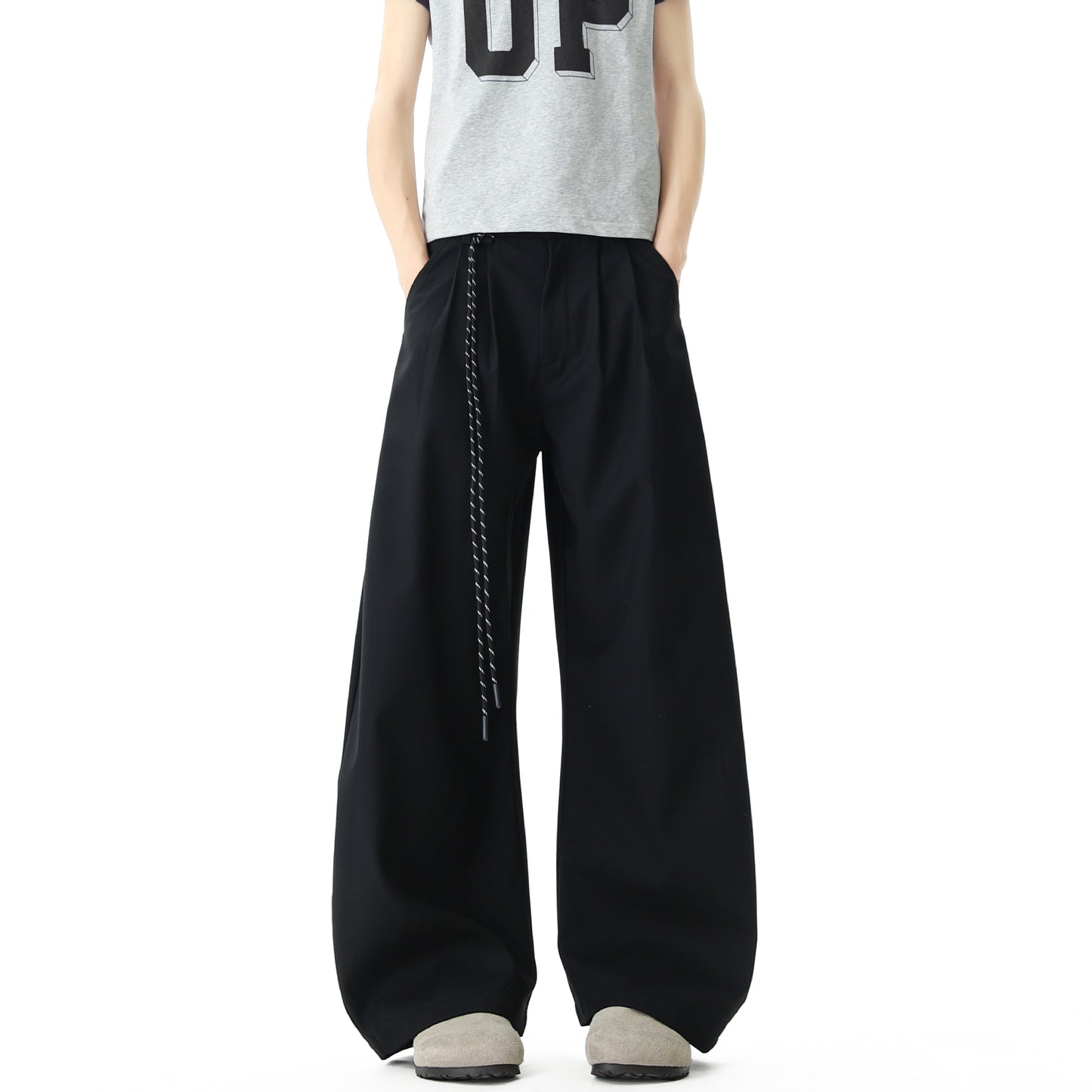 Harajuku Style Solid Color Curved Knife Trousers