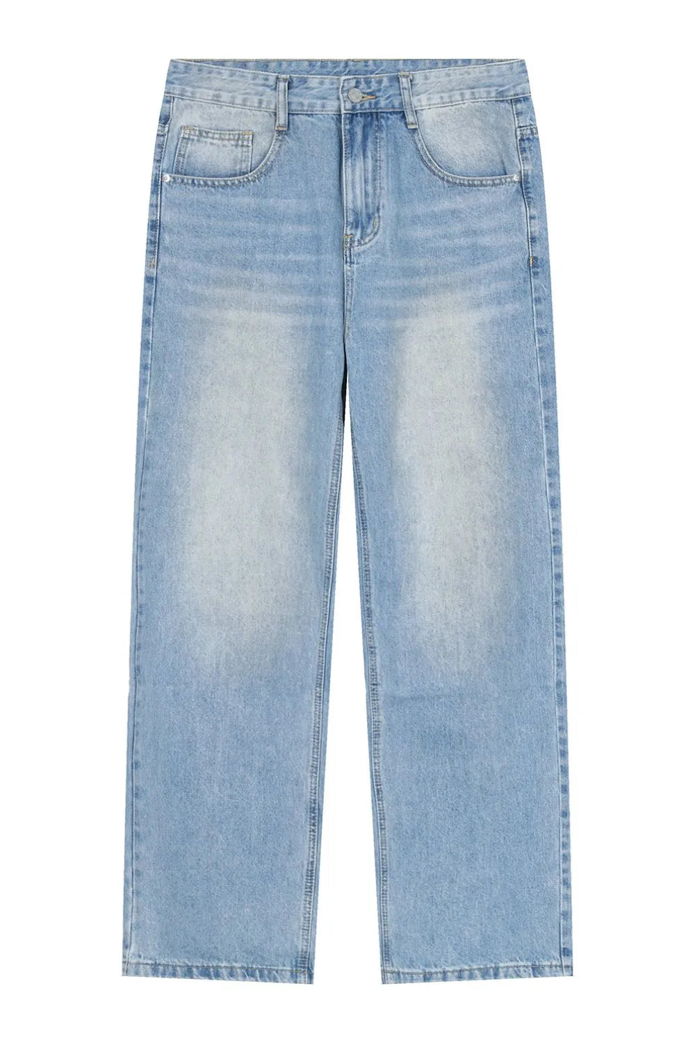 Harajuku Style Washed Mid Rise Jeans with Pockets
