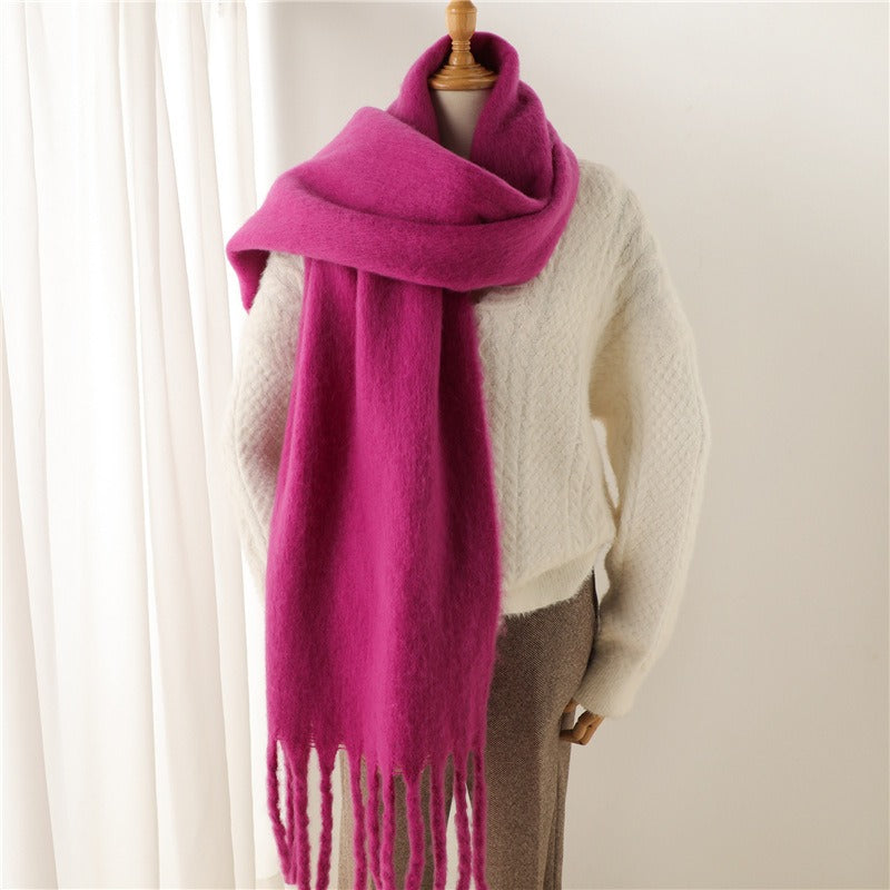 Versatile Mohair Scarf with Tassels for Harajuku Style