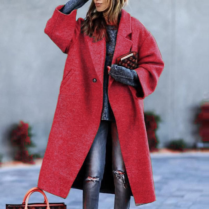 Playful Long Woolen Coat in Temperament Color