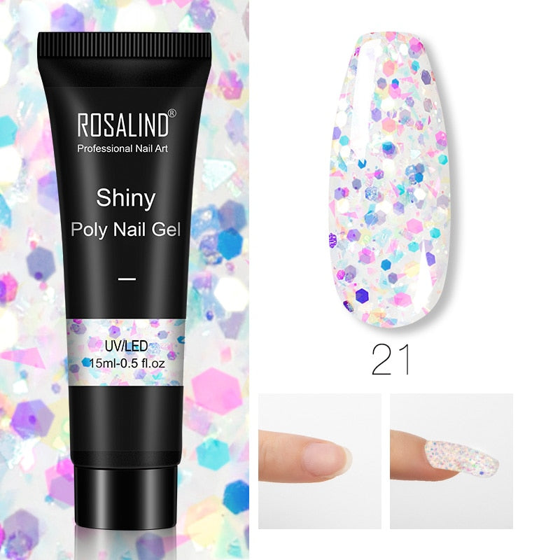 Glitter Poly Nail Gel Extension - 15ml Nail Polish for Manicure