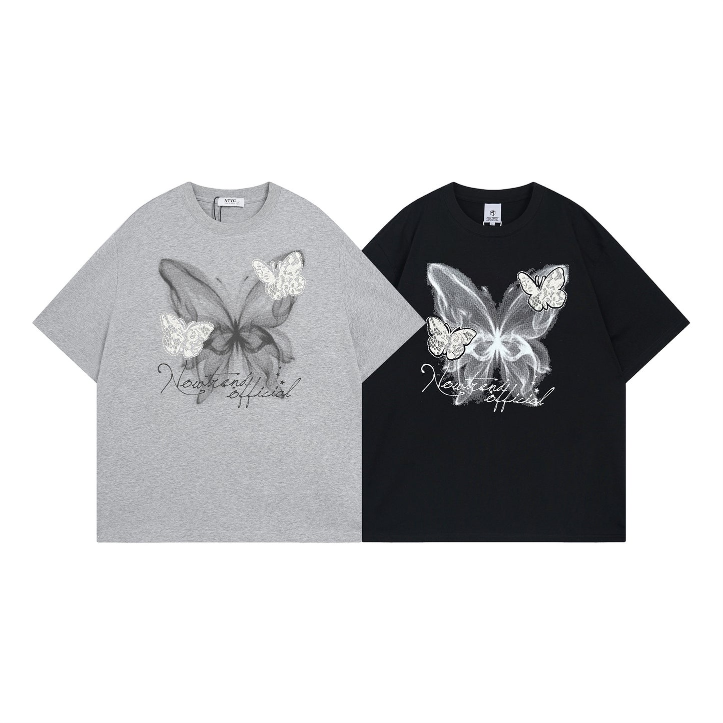 Harajuku Style Lace Butterfly Short Sleeve T-Shirt