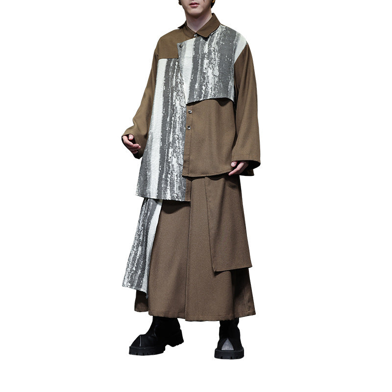 Harajuku Style Tie Dye Irregular Splicing Shirt & Pants Set