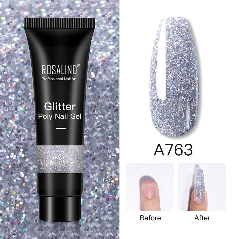 Glitter Poly Nail Gel Extension - 15ml Nail Polish for Manicure