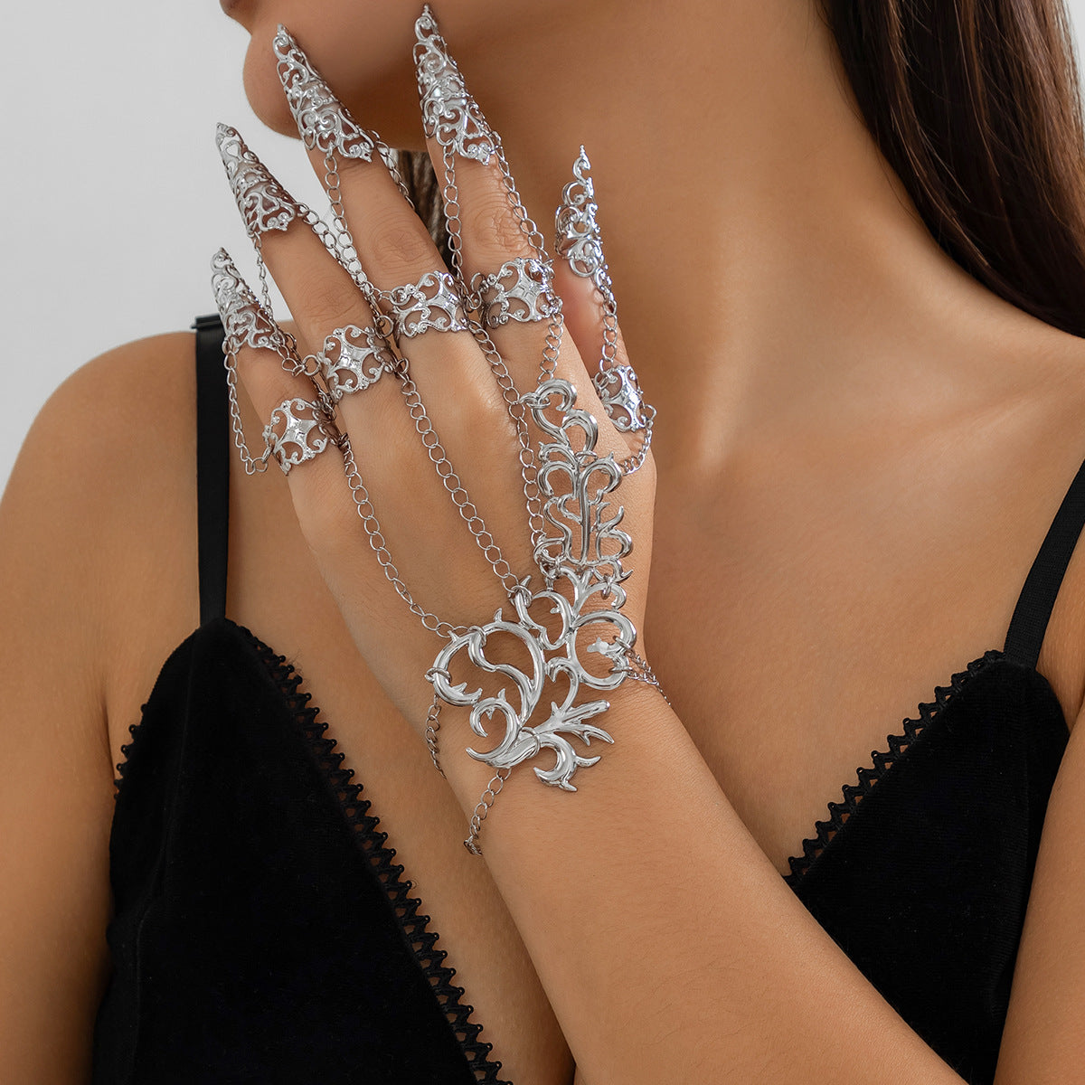 Gothic Hollow Conical Nail Covers - Punk Fashion Finger Accessories