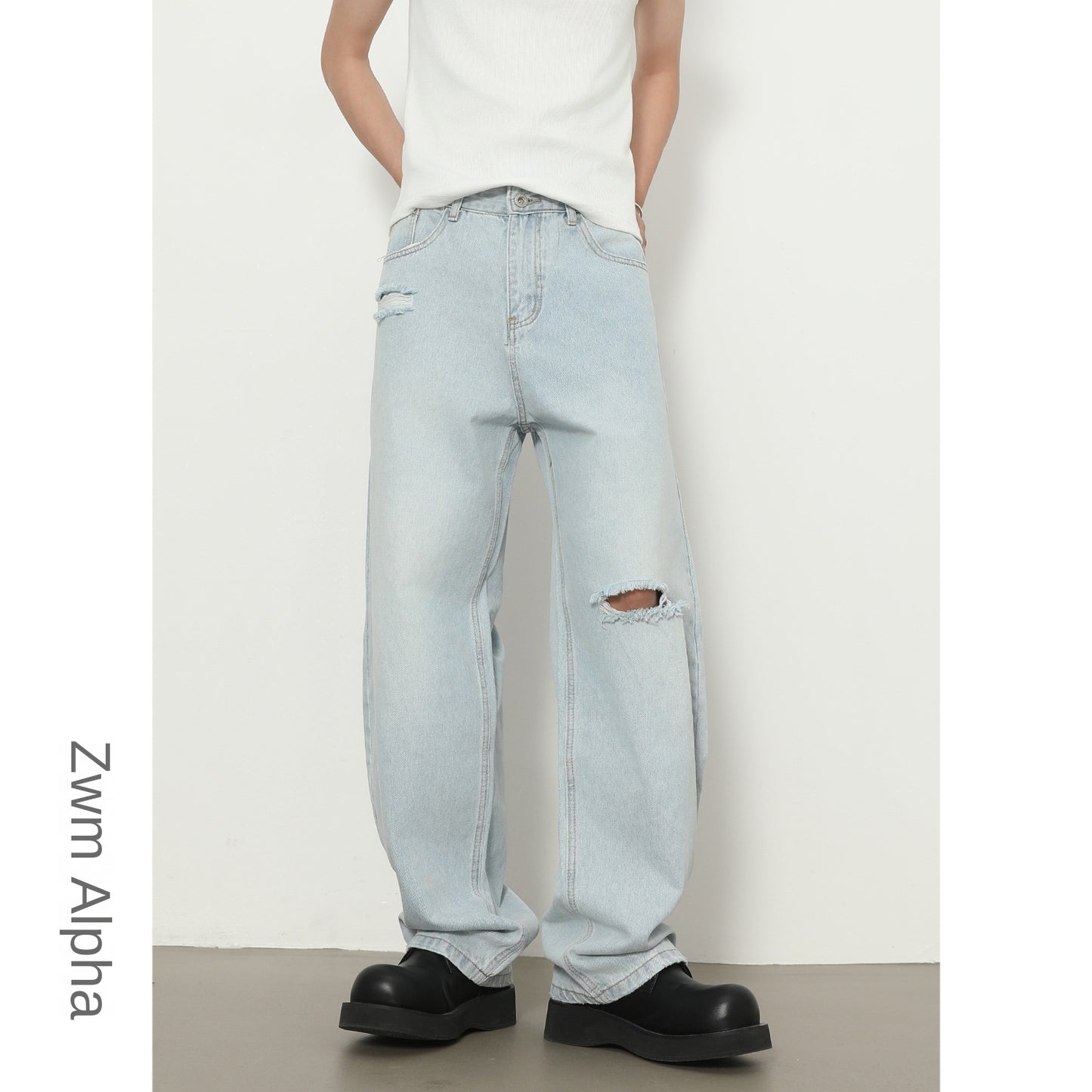 Nirben Distressed Flare Wide-Leg Jeans