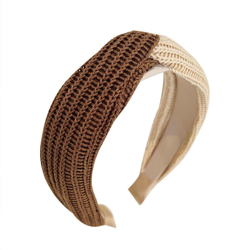 New Wool Knitting Wide Version Cross High Skull Top Face Headband R553