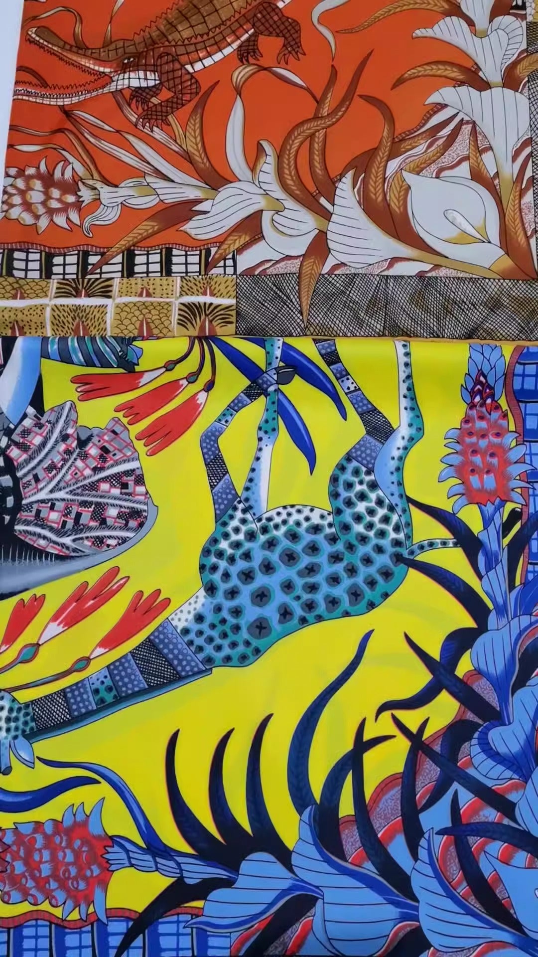 Playful Handmade Curled Scarf - 90cm Twill Silk Square