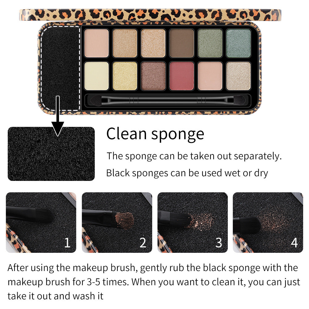 Vibrant Multicolor Leopard Eye Shadow Palette with Glitter