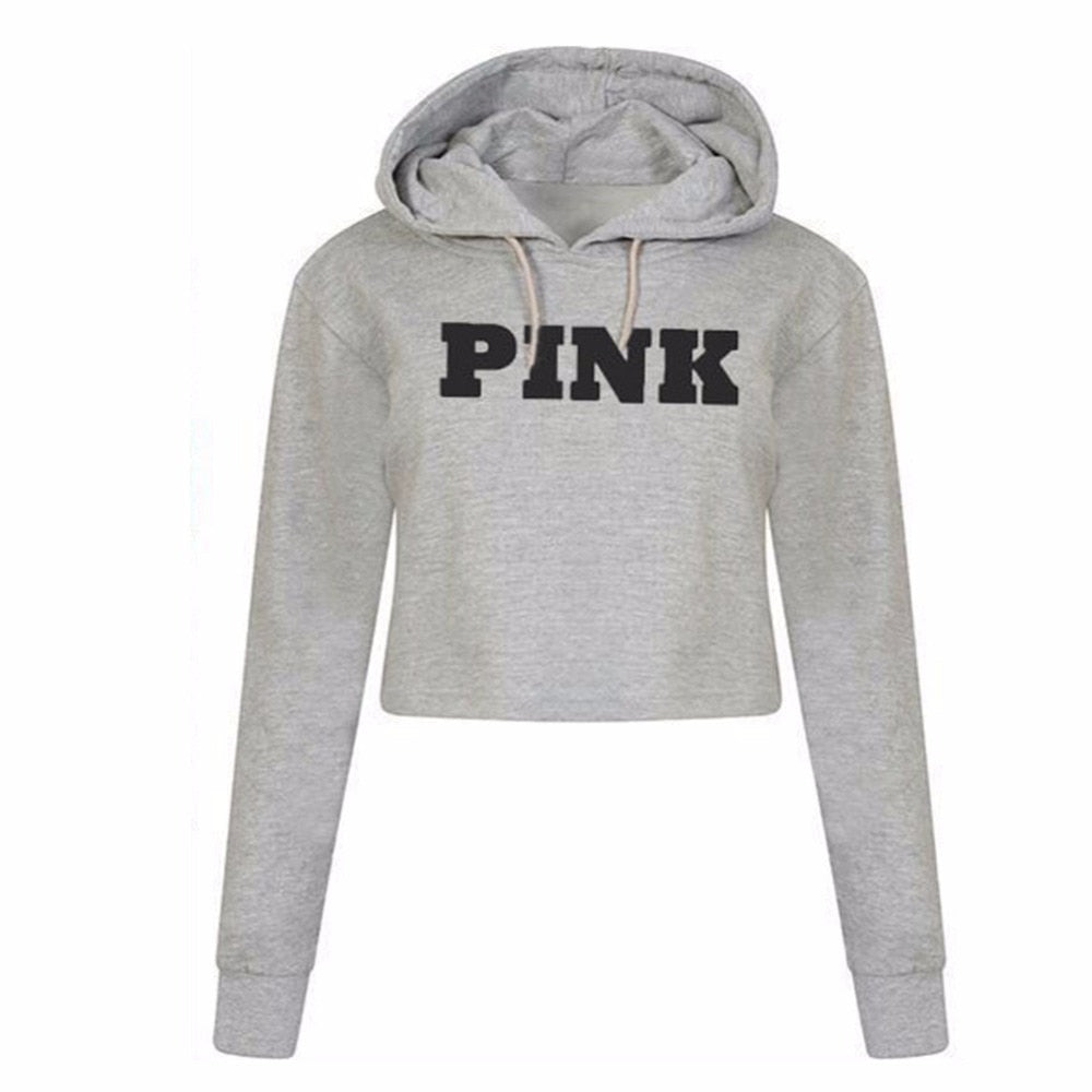Harajuku Style Pink Cropped Oversized Hoodie for Women