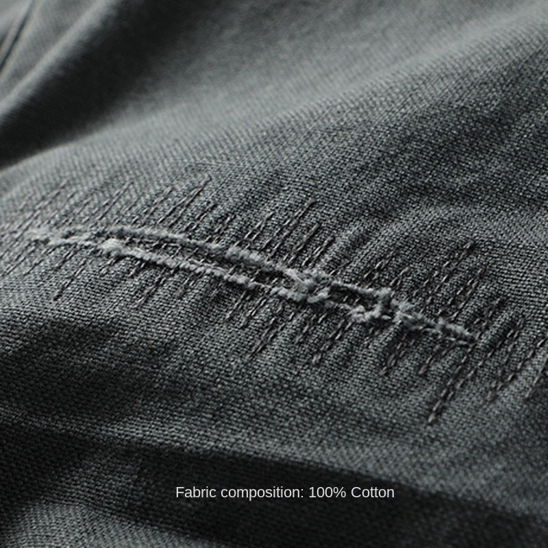 Summer Men's Work Shorts - Trendy Ripped Design