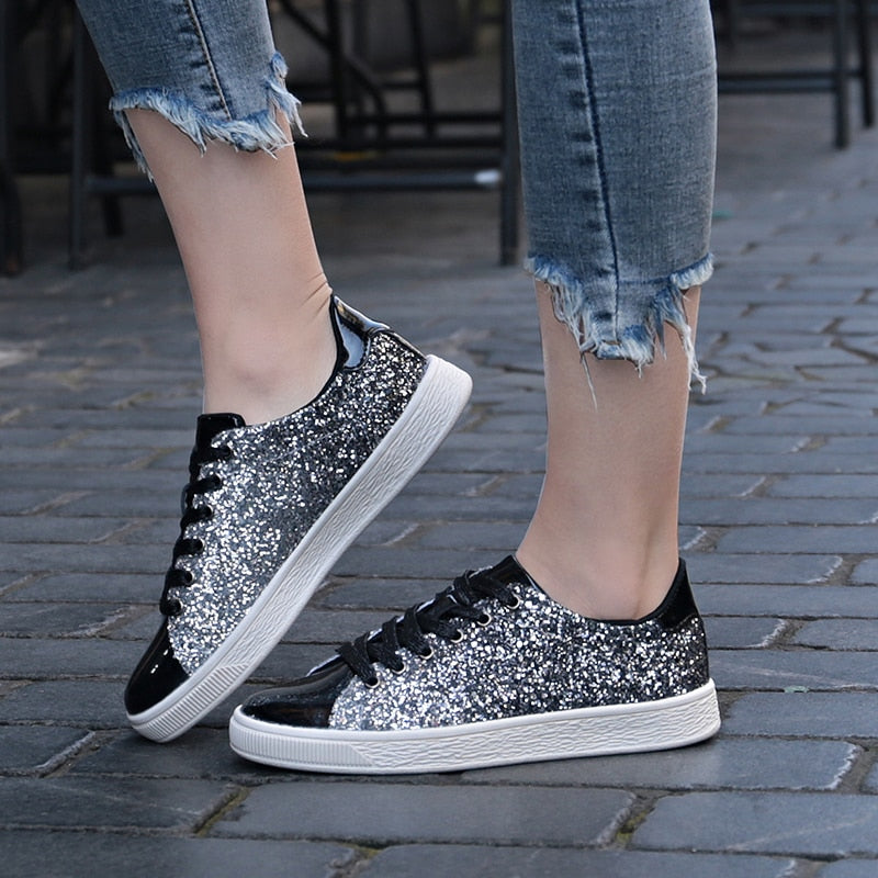 Spring Bling Green Sneakers for Women