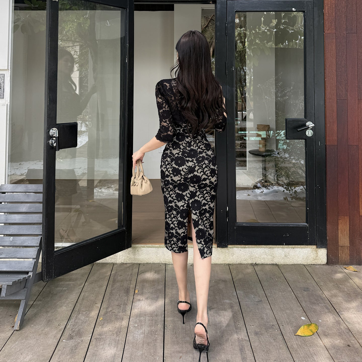 Lace Camisole Long Sleeved Suit Women's Waist Cinched Dress