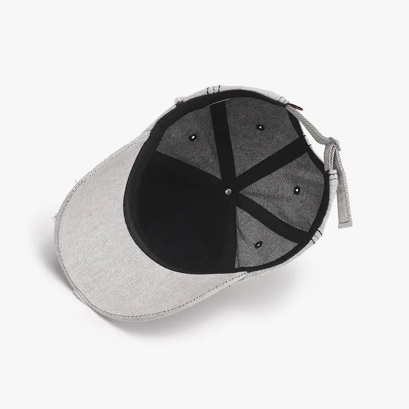 Distressed Embroidered Baseball Cap - Harajuku Style