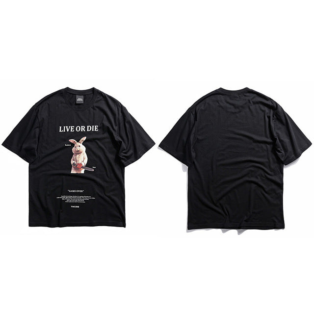 Playful Rabbit Saw Print T-Shirt - Unisex Streetwear