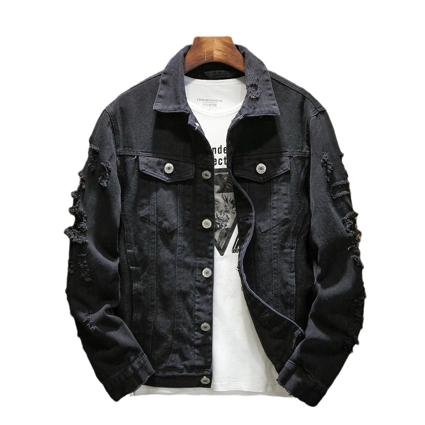 Harajuku Style Men's Denim Jacket - Casual Single Breasted Cardigan