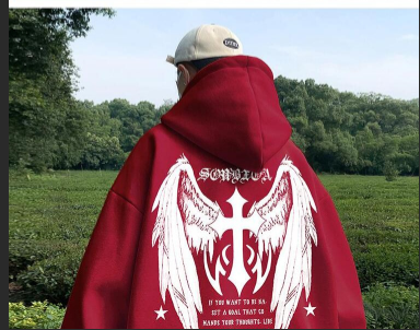 Cross Cross Wings Hoodie Men Heavyweight Couple Oversize Casual Hooded Jacket