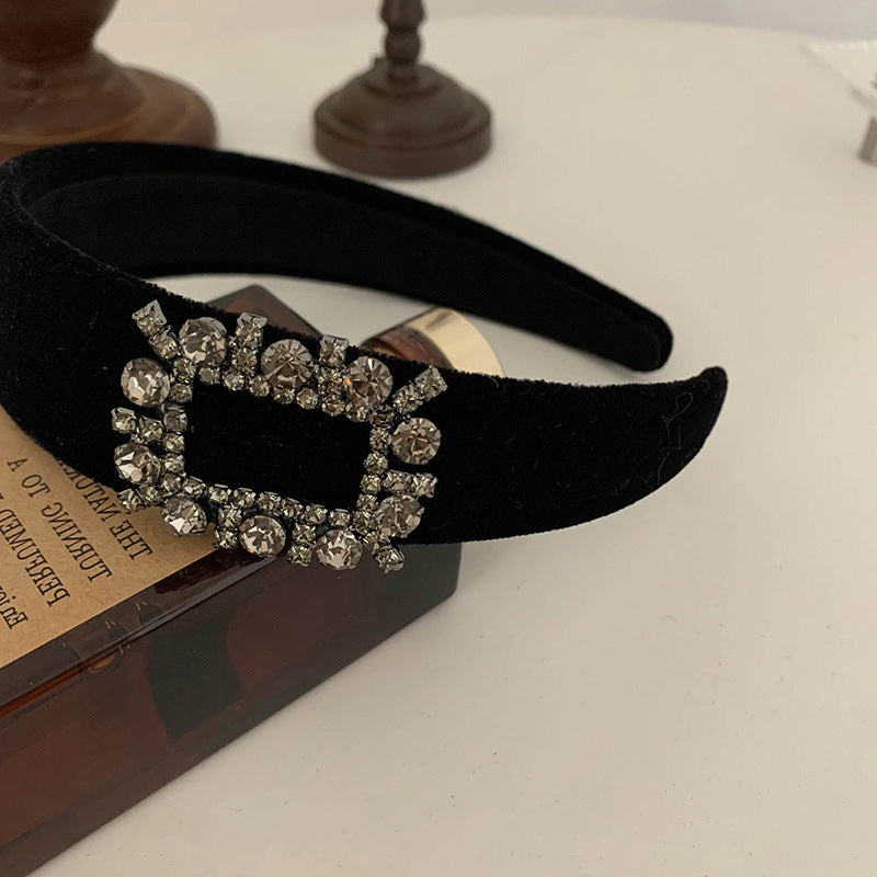 Vintage Silk Velvet Headband with Sparkling Diamonds