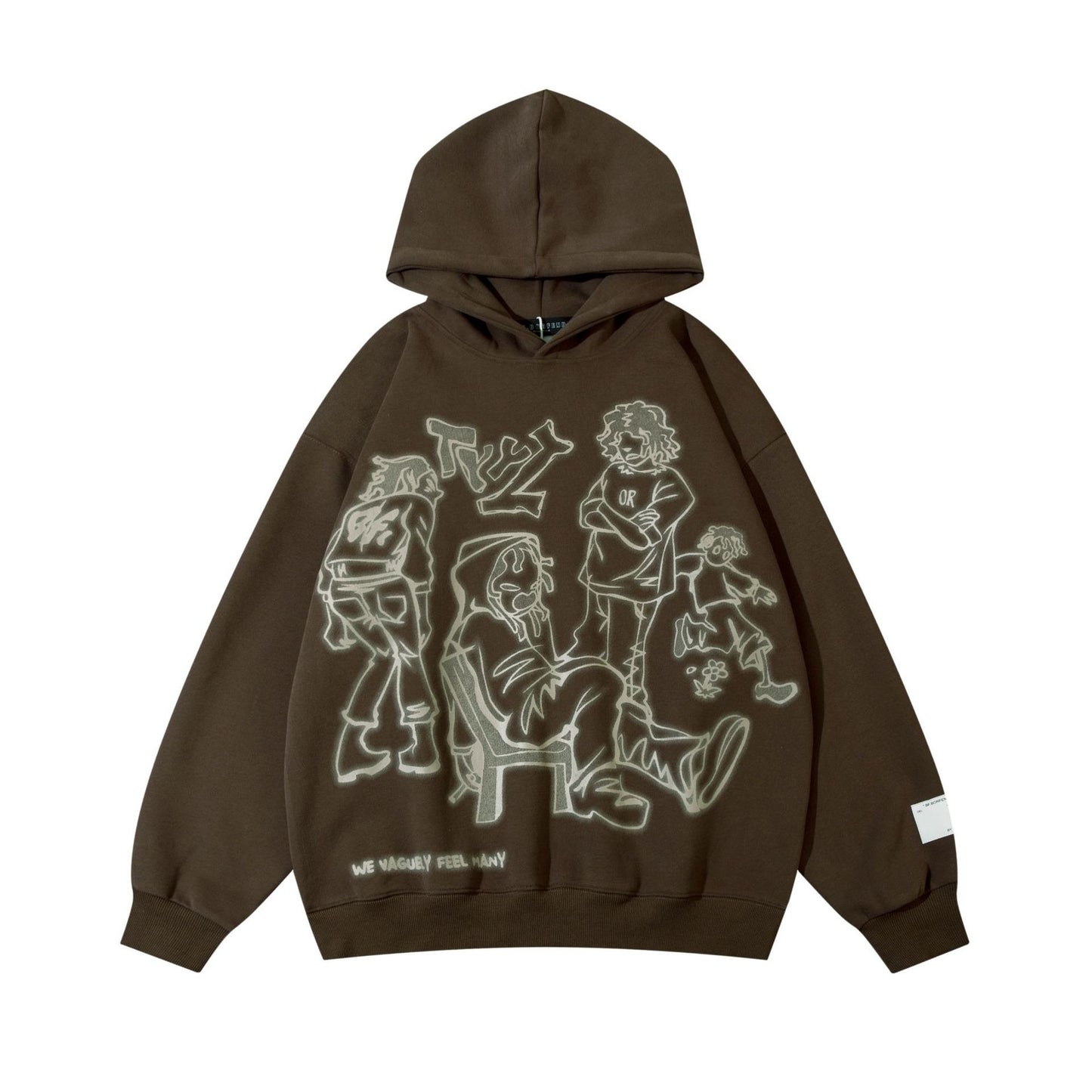 Harajuku Style Pink Graffiti Print Hoodie